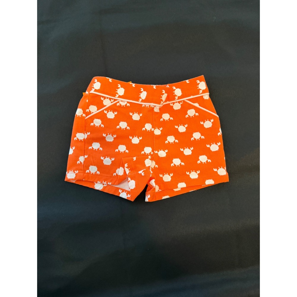 Gymboree Toddler Girls Orange Crab Print Shorts 18-24 Months Nautical Summer NWT